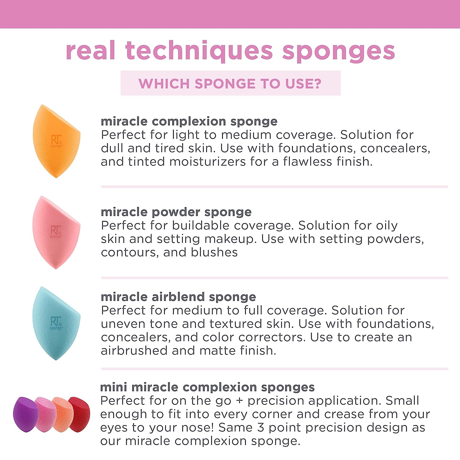 Real Techniques Miracle Complexion Sponge Duo, Makeup Blending Sponge, For Foundation, Offers Light To Medium Coverage, Natural, Dewy Makeup, Orange Sponge, Latex-Free Foam, 2 Count - Image 13